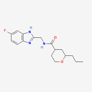 molecular formula C17H22FN3O2 B7164919 N-[(6-fluoro-1H-benzimidazol-2-yl)methyl]-2-propyloxane-4-carboxamide 