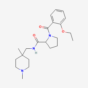 molecular formula C22H33N3O3 B7164983 N-[(1,4-dimethylpiperidin-4-yl)methyl]-1-(2-ethoxybenzoyl)pyrrolidine-2-carboxamide 
