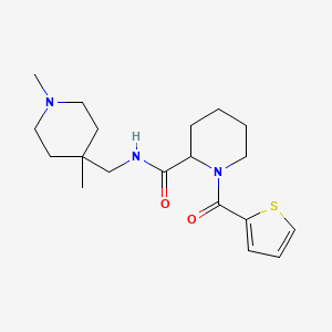 molecular formula C19H29N3O2S B7164991 N-[(1,4-dimethylpiperidin-4-yl)methyl]-1-(thiophene-2-carbonyl)piperidine-2-carboxamide 