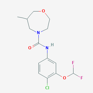 molecular formula C14H17ClF2N2O3 B7165003 N-[4-chloro-3-(difluoromethoxy)phenyl]-6-methyl-1,4-oxazepane-4-carboxamide 