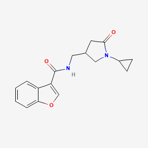 molecular formula C17H18N2O3 B7165071 N-[(1-cyclopropyl-5-oxopyrrolidin-3-yl)methyl]-1-benzofuran-3-carboxamide 