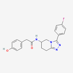 molecular formula C20H19FN4O2 B7165097 N-[3-(4-fluorophenyl)-5,6,7,8-tetrahydro-[1,2,4]triazolo[4,3-a]pyridin-6-yl]-2-(4-hydroxyphenyl)acetamide 