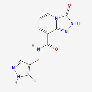 molecular formula C12H12N6O2 B7165159 N-[(5-methyl-1H-pyrazol-4-yl)methyl]-3-oxo-2H-[1,2,4]triazolo[4,3-a]pyridine-8-carboxamide 