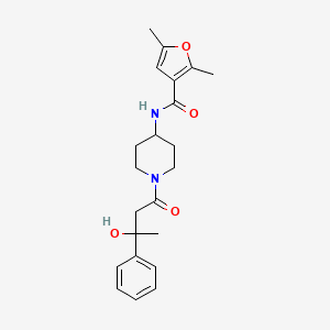 molecular formula C22H28N2O4 B7165189 N-[1-(3-hydroxy-3-phenylbutanoyl)piperidin-4-yl]-2,5-dimethylfuran-3-carboxamide 