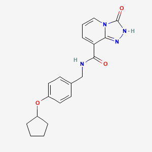 molecular formula C19H20N4O3 B7165195 N-[(4-cyclopentyloxyphenyl)methyl]-3-oxo-2H-[1,2,4]triazolo[4,3-a]pyridine-8-carboxamide 