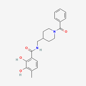 molecular formula C21H24N2O4 B7165237 N-[(1-benzoylpiperidin-4-yl)methyl]-2,3-dihydroxy-4-methylbenzamide 