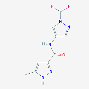 molecular formula C9H9F2N5O B7165364 N-[1-(difluoromethyl)pyrazol-4-yl]-5-methyl-1H-pyrazole-3-carboxamide 