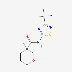 molecular formula C13H21N3O2S B7165395 N-(3-tert-butyl-1,2,4-thiadiazol-5-yl)-3-methyloxane-3-carboxamide 