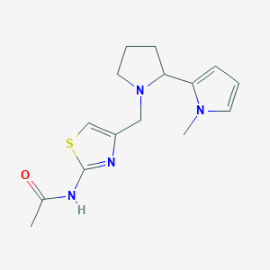 molecular formula C15H20N4OS B7165421 N-[4-[[2-(1-methylpyrrol-2-yl)pyrrolidin-1-yl]methyl]-1,3-thiazol-2-yl]acetamide 