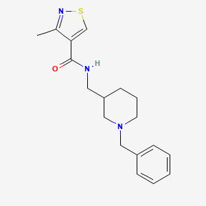 molecular formula C18H23N3OS B7165480 N-[(1-benzylpiperidin-3-yl)methyl]-3-methyl-1,2-thiazole-4-carboxamide 