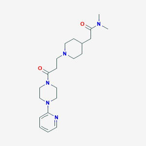 molecular formula C21H33N5O2 B7165486 N,N-dimethyl-2-[1-[3-oxo-3-(4-pyridin-2-ylpiperazin-1-yl)propyl]piperidin-4-yl]acetamide 