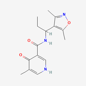 molecular formula C15H19N3O3 B7165592 N-[1-(3,5-dimethyl-1,2-oxazol-4-yl)propyl]-5-methyl-4-oxo-1H-pyridine-3-carboxamide 