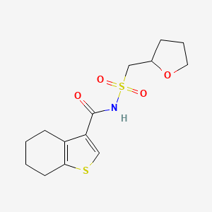 molecular formula C14H19NO4S2 B7165628 N-(oxolan-2-ylmethylsulfonyl)-4,5,6,7-tetrahydro-1-benzothiophene-3-carboxamide 