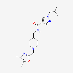 molecular formula C20H31N5O2 B7165718 N-[[1-[(4,5-dimethyl-1,3-oxazol-2-yl)methyl]piperidin-4-yl]methyl]-1-(2-methylpropyl)pyrazole-4-carboxamide 