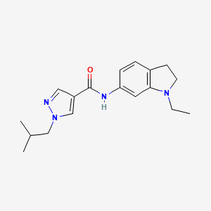 molecular formula C18H24N4O B7165768 N-(1-ethyl-2,3-dihydroindol-6-yl)-1-(2-methylpropyl)pyrazole-4-carboxamide 