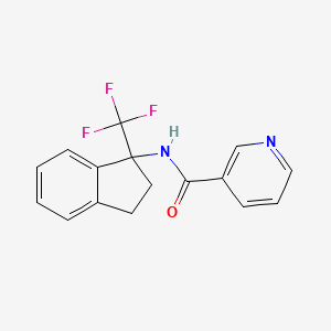 molecular formula C16H13F3N2O B7165868 N-[1-(trifluoromethyl)-2,3-dihydroinden-1-yl]pyridine-3-carboxamide 