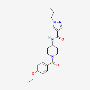 molecular formula C21H28N4O3 B7165926 N-[1-(4-ethoxybenzoyl)piperidin-4-yl]-1-propylpyrazole-4-carboxamide 