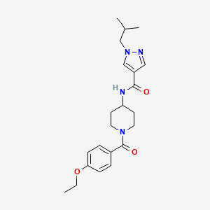 molecular formula C22H30N4O3 B7165941 N-[1-(4-ethoxybenzoyl)piperidin-4-yl]-1-(2-methylpropyl)pyrazole-4-carboxamide 