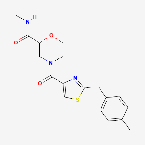 molecular formula C18H21N3O3S B7165978 N-methyl-4-[2-[(4-methylphenyl)methyl]-1,3-thiazole-4-carbonyl]morpholine-2-carboxamide 