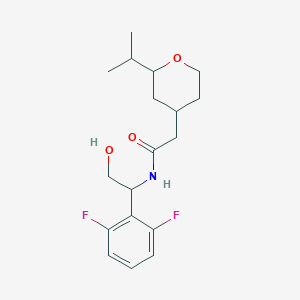 molecular formula C18H25F2NO3 B7166023 N-[1-(2,6-difluorophenyl)-2-hydroxyethyl]-2-(2-propan-2-yloxan-4-yl)acetamide 