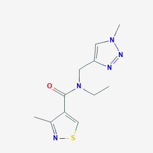 molecular formula C11H15N5OS B7166147 N-ethyl-3-methyl-N-[(1-methyltriazol-4-yl)methyl]-1,2-thiazole-4-carboxamide 