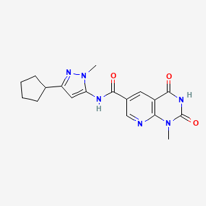 molecular formula C18H20N6O3 B7166155 N-(5-cyclopentyl-2-methylpyrazol-3-yl)-1-methyl-2,4-dioxopyrido[2,3-d]pyrimidine-6-carboxamide 