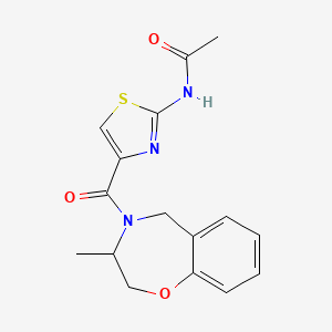 molecular formula C16H17N3O3S B7166404 N-[4-(3-methyl-3,5-dihydro-2H-1,4-benzoxazepine-4-carbonyl)-1,3-thiazol-2-yl]acetamide 