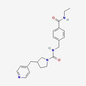 molecular formula C21H26N4O2 B7166418 N-[[4-(ethylcarbamoyl)phenyl]methyl]-3-(pyridin-4-ylmethyl)pyrrolidine-1-carboxamide 