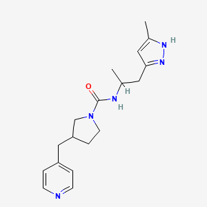 molecular formula C18H25N5O B7166456 N-[1-(5-methyl-1H-pyrazol-3-yl)propan-2-yl]-3-(pyridin-4-ylmethyl)pyrrolidine-1-carboxamide 