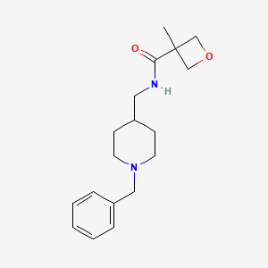 molecular formula C18H26N2O2 B7166556 N-[(1-benzylpiperidin-4-yl)methyl]-3-methyloxetane-3-carboxamide 