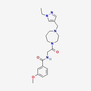 molecular formula C21H29N5O3 B7166576 N-[2-[4-[(1-ethylpyrazol-4-yl)methyl]-1,4-diazepan-1-yl]-2-oxoethyl]-3-methoxybenzamide 