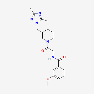 molecular formula C20H27N5O3 B7166622 N-[2-[3-[(3,5-dimethyl-1,2,4-triazol-1-yl)methyl]piperidin-1-yl]-2-oxoethyl]-3-methoxybenzamide 