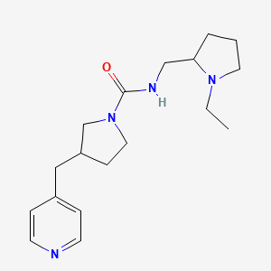 molecular formula C18H28N4O B7166682 N-[(1-ethylpyrrolidin-2-yl)methyl]-3-(pyridin-4-ylmethyl)pyrrolidine-1-carboxamide 