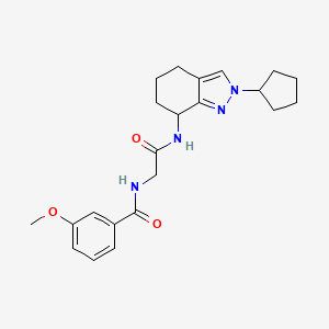 molecular formula C22H28N4O3 B7166742 N-[2-[(2-cyclopentyl-4,5,6,7-tetrahydroindazol-7-yl)amino]-2-oxoethyl]-3-methoxybenzamide 