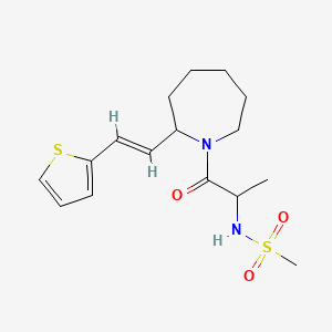 molecular formula C16H24N2O3S2 B7167108 N-[1-oxo-1-[2-[(E)-2-thiophen-2-ylethenyl]azepan-1-yl]propan-2-yl]methanesulfonamide 