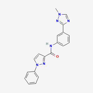 molecular formula C19H16N6O B7167248 N-[3-(1-methyl-1,2,4-triazol-3-yl)phenyl]-1-phenylpyrazole-3-carboxamide 
