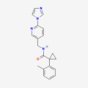 molecular formula C20H20N4O B7167260 N-[(6-imidazol-1-ylpyridin-3-yl)methyl]-1-(2-methylphenyl)cyclopropane-1-carboxamide 