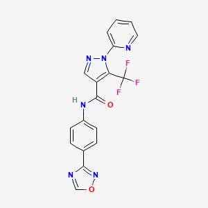 molecular formula C18H11F3N6O2 B7167282 N-[4-(1,2,4-oxadiazol-3-yl)phenyl]-1-pyridin-2-yl-5-(trifluoromethyl)pyrazole-4-carboxamide 