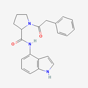 molecular formula C21H21N3O2 B7167304 N-(1H-indol-4-yl)-1-(2-phenylacetyl)pyrrolidine-2-carboxamide 