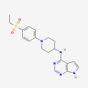 molecular formula C19H23N5O2S B7167380 N-[1-(4-ethylsulfonylphenyl)piperidin-4-yl]-7H-pyrrolo[2,3-d]pyrimidin-4-amine 