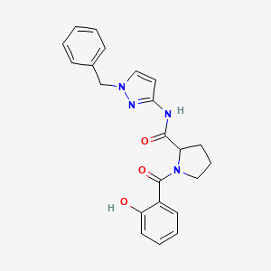 molecular formula C22H22N4O3 B7167389 N-(1-benzylpyrazol-3-yl)-1-(2-hydroxybenzoyl)pyrrolidine-2-carboxamide 