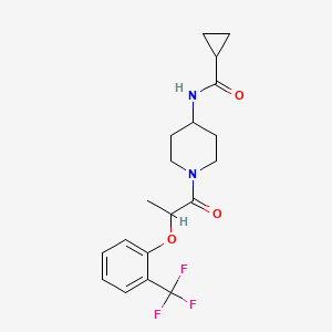 molecular formula C19H23F3N2O3 B7167431 N-[1-[2-[2-(trifluoromethyl)phenoxy]propanoyl]piperidin-4-yl]cyclopropanecarboxamide 