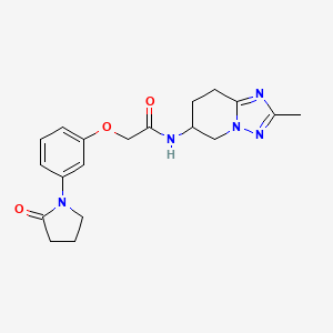 molecular formula C19H23N5O3 B7167498 N-(2-methyl-5,6,7,8-tetrahydro-[1,2,4]triazolo[1,5-a]pyridin-6-yl)-2-[3-(2-oxopyrrolidin-1-yl)phenoxy]acetamide 