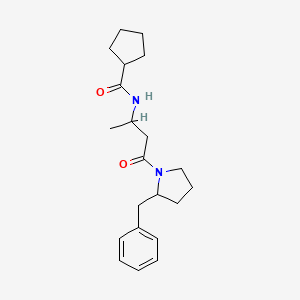 molecular formula C21H30N2O2 B7167504 N-[4-(2-benzylpyrrolidin-1-yl)-4-oxobutan-2-yl]cyclopentanecarboxamide 
