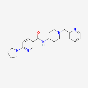 molecular formula C21H27N5O B7167510 N-[1-(pyridin-2-ylmethyl)piperidin-4-yl]-6-pyrrolidin-1-ylpyridine-3-carboxamide 
