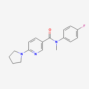 molecular formula C17H18FN3O B7167522 N-(4-fluorophenyl)-N-methyl-6-pyrrolidin-1-ylpyridine-3-carboxamide 