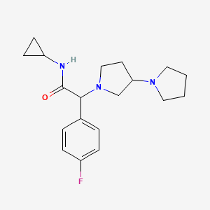molecular formula C19H26FN3O B7167723 N-cyclopropyl-2-(4-fluorophenyl)-2-(3-pyrrolidin-1-ylpyrrolidin-1-yl)acetamide 