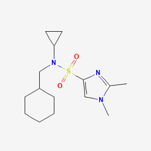 molecular formula C15H25N3O2S B7167784 N-(cyclohexylmethyl)-N-cyclopropyl-1,2-dimethylimidazole-4-sulfonamide 