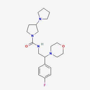 molecular formula C21H31FN4O2 B7167845 N-[2-(4-fluorophenyl)-2-morpholin-4-ylethyl]-3-pyrrolidin-1-ylpyrrolidine-1-carboxamide 