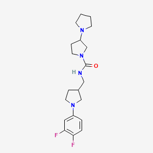molecular formula C20H28F2N4O B7167876 N-[[1-(3,4-difluorophenyl)pyrrolidin-3-yl]methyl]-3-pyrrolidin-1-ylpyrrolidine-1-carboxamide 
